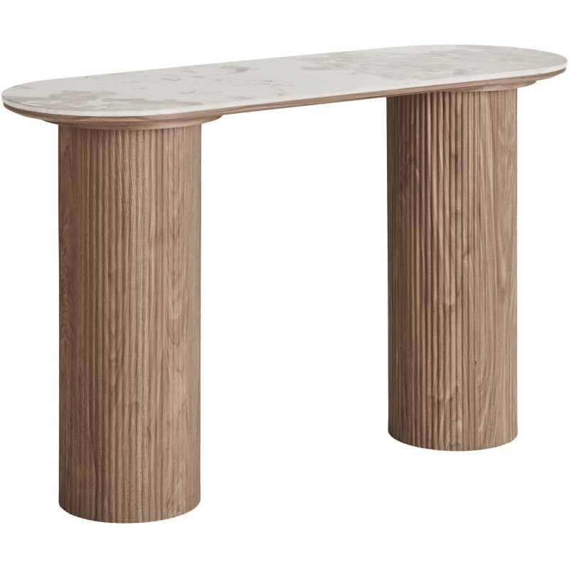 Console 120 cm céramique effet marbre blanc bois H78 cm Athens House Nordic - 1