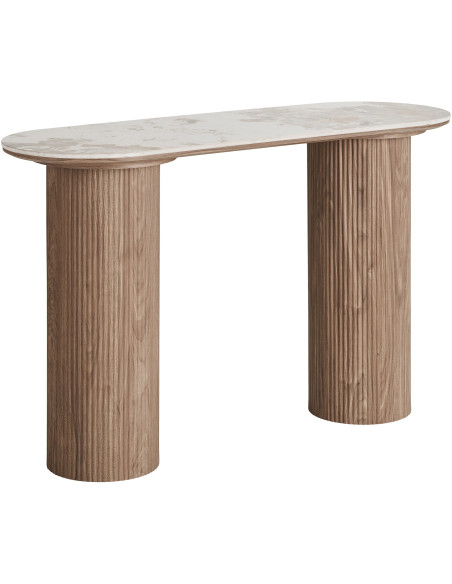 Console 120 cm céramique effet marbre blanc bois H78 cm Athens House Nordic - 1