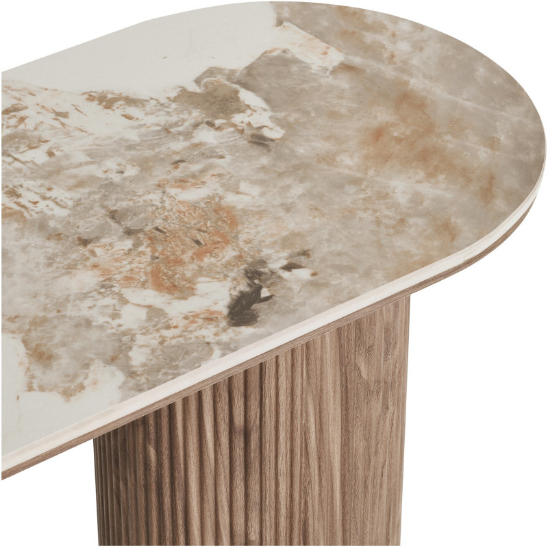 Console 120 cm céramique effet marbre blanc bois H78 cm Athens House Nordic - 4