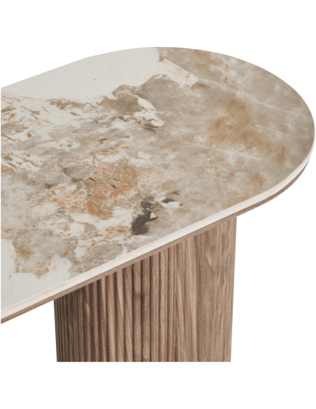 Console 120 cm céramique effet marbre blanc bois H78 cm Athens House Nordic - 4