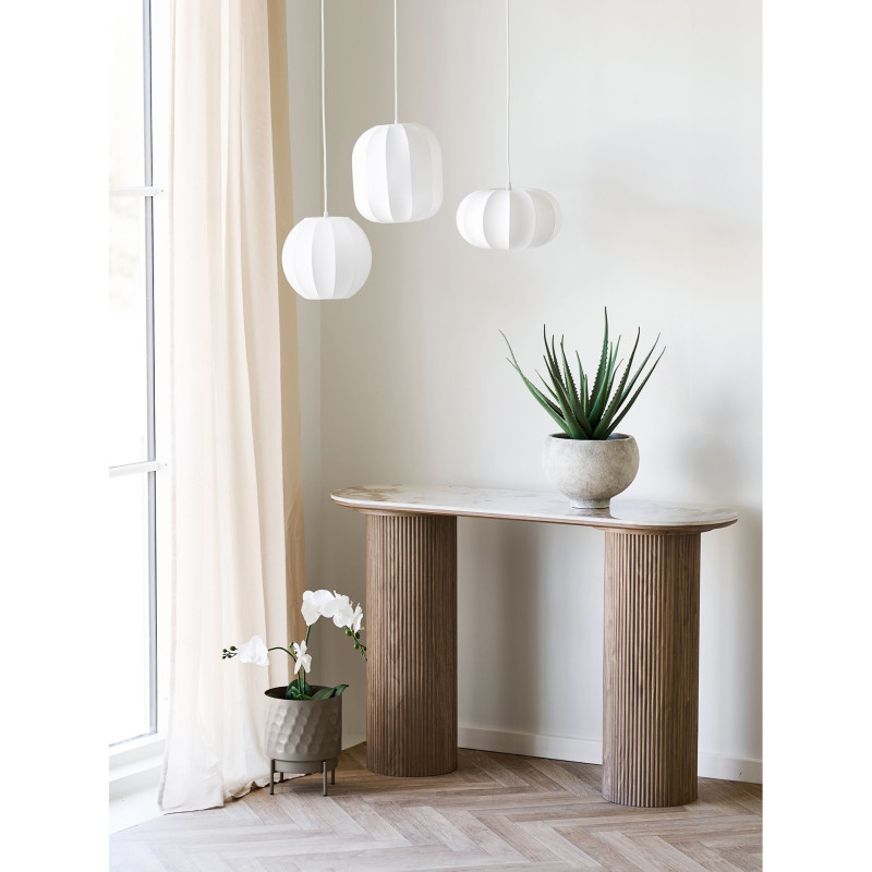 Console 120 cm céramique effet marbre blanc bois H78 cm Athens House Nordic - 2