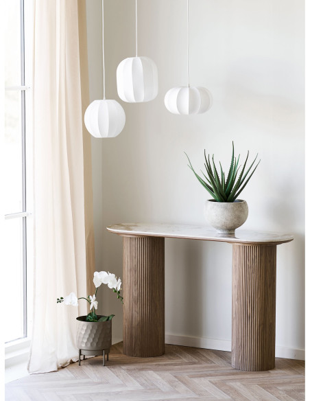 Console 120 cm céramique effet marbre blanc bois H78 cm Athens House Nordic - 2