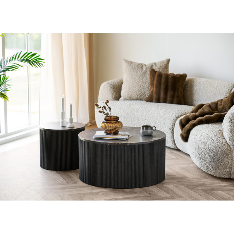 Table d’appoint effet marbre marron Ø45 x H40 cm Rota 