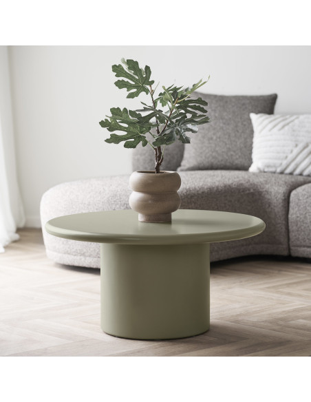 Table basse Ø80 cm MDF vert sauge mat H40 cm Nagano 