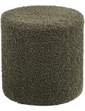 Pouf rond vert olive en tissu teddy effet bouclette Ø 34 x 36 cm Ejby