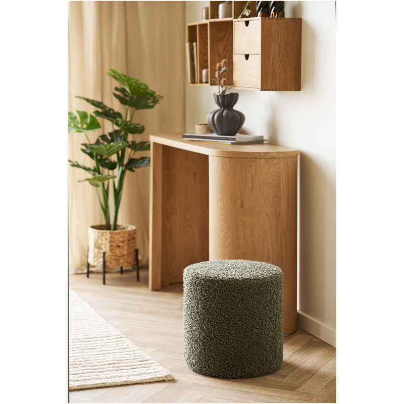 Ejby Pouf - Pouf, teddy, green ø34x36 cm, HN1301 