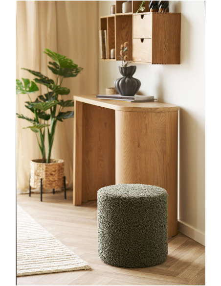 Ejby Pouf - Pouf, teddy, green ø34x36 cm, HN1301 