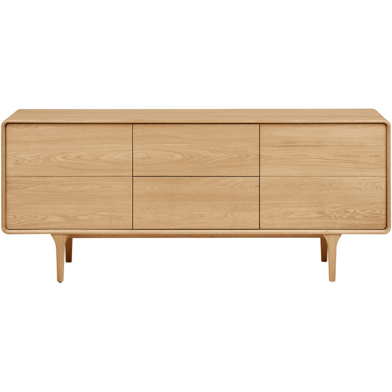 Buffet 2 portes 2 tiroirs en chêne naturel 180 x 45 x 75 cm Darwin 