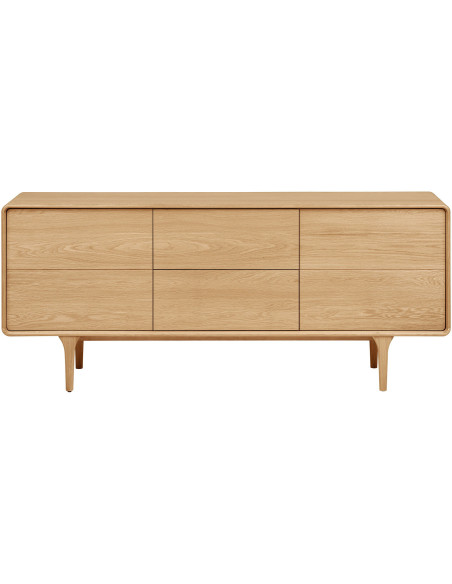 Buffet 2 portes 2 tiroirs en chêne naturel 180 x 45 x 75 cm Darwin 