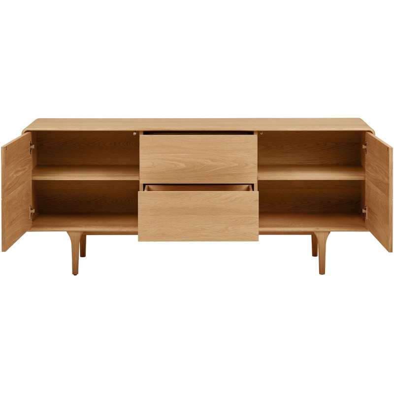 Buffet 2 portes 2 tiroirs en chêne naturel 180 x 45 x 75 cm Darwin 