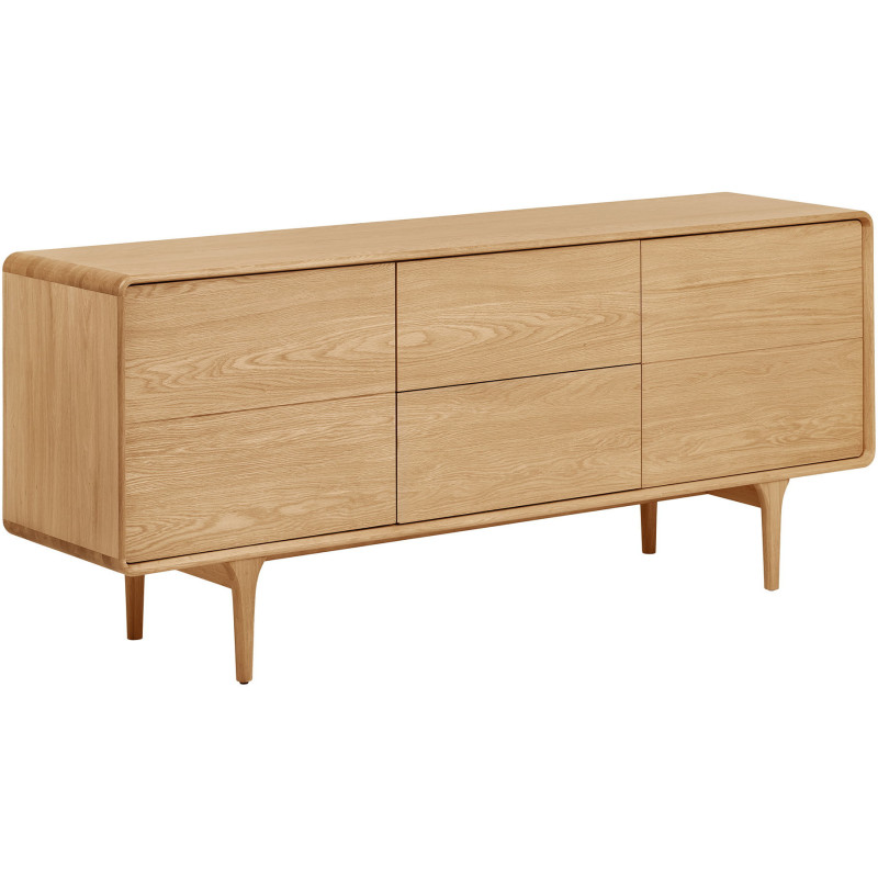Buffet 2 portes 2 tiroirs en chêne naturel 180 x 45 x 75 cm Darwin