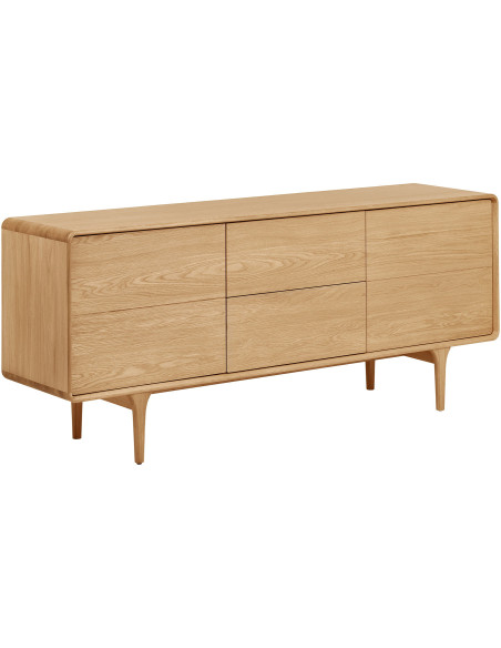 Buffet 2 portes 2 tiroirs en chêne naturel 180 x 45 x 75 cm Darwin