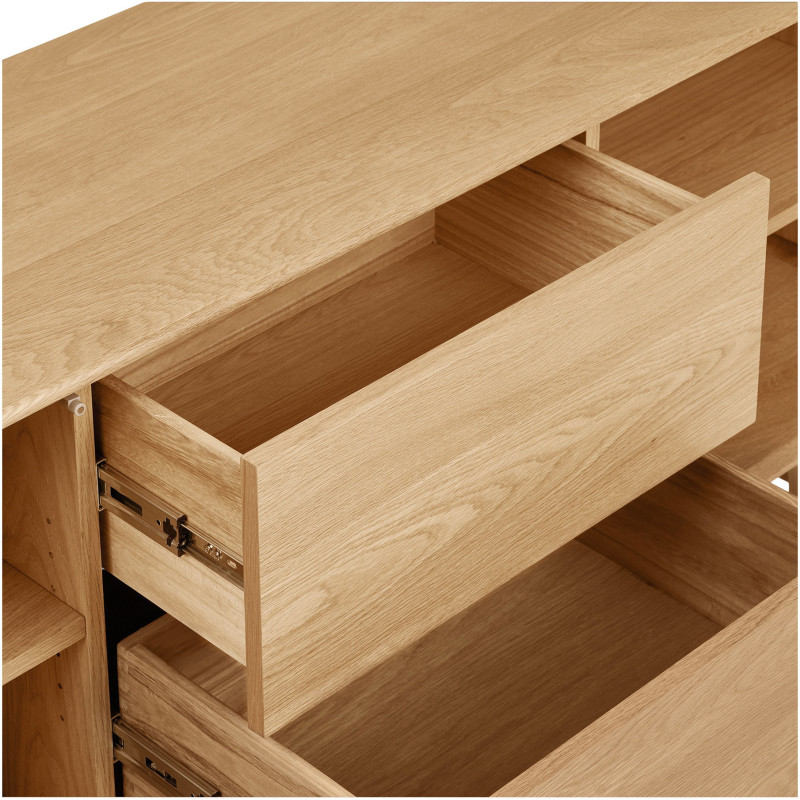 Buffet 2 portes 2 tiroirs en chêne naturel 180 x 45 x 75 cm Darwin 