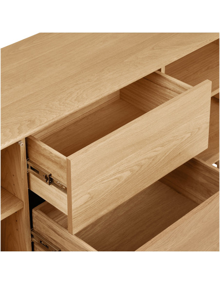 Buffet 2 portes 2 tiroirs en chêne naturel 180 x 45 x 75 cm Darwin 