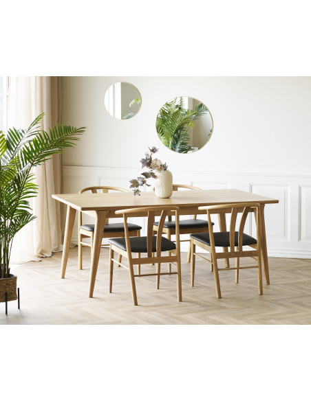 Table à manger extensible en chêne naturel 180-230 x 90 x 75 cm Darwin 