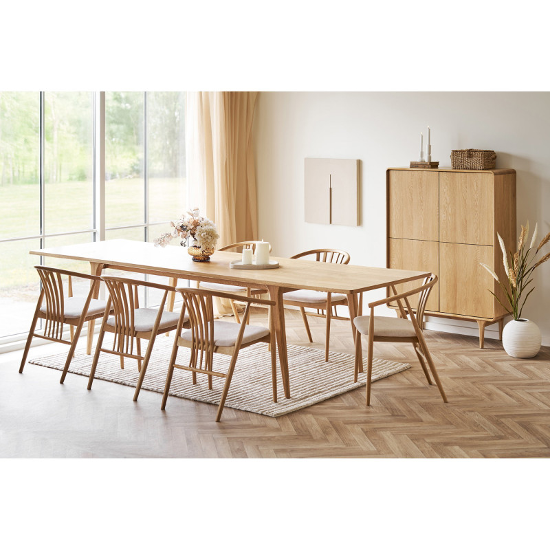 Table à manger extensible en chêne naturel 240-340 x 100 x 75 cm Darwin 