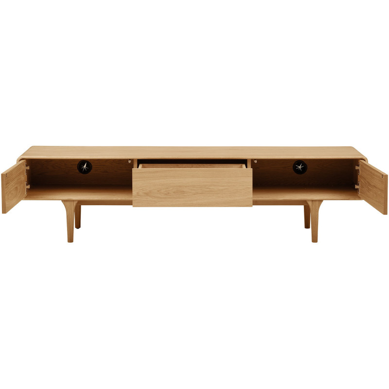 Meuble TV 2 portes 1 tiroir en chêne naturel 180 x 45 x 45 cm Darwin 