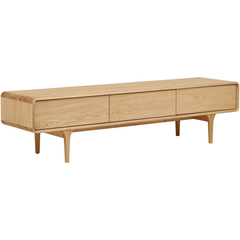 Meuble TV 2 portes 1 tiroir en chêne naturel 180 x 45 x 45 cm Darwin