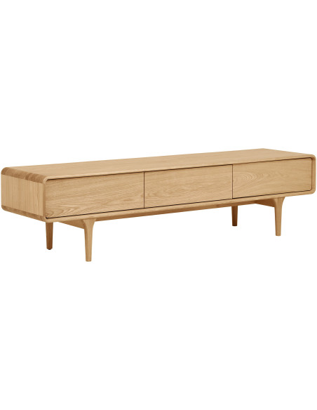 Meuble TV 2 portes 1 tiroir en chêne naturel 180 x 45 x 45 cm Darwin