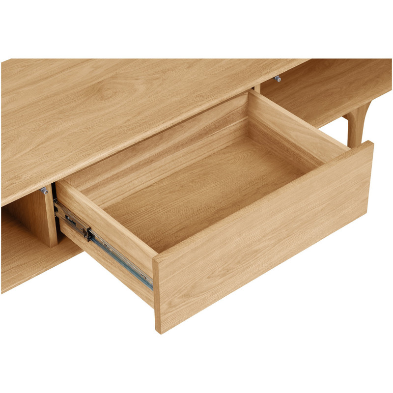 Meuble TV 2 portes 1 tiroir en chêne naturel 180 x 45 x 45 cm Darwin 