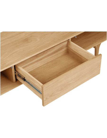 Meuble TV 2 portes 1 tiroir en chêne naturel 180 x 45 x 45 cm Darwin 