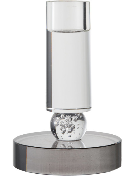 Candle Holder - Candle holder, glass, grey/white ø9x13 cm 