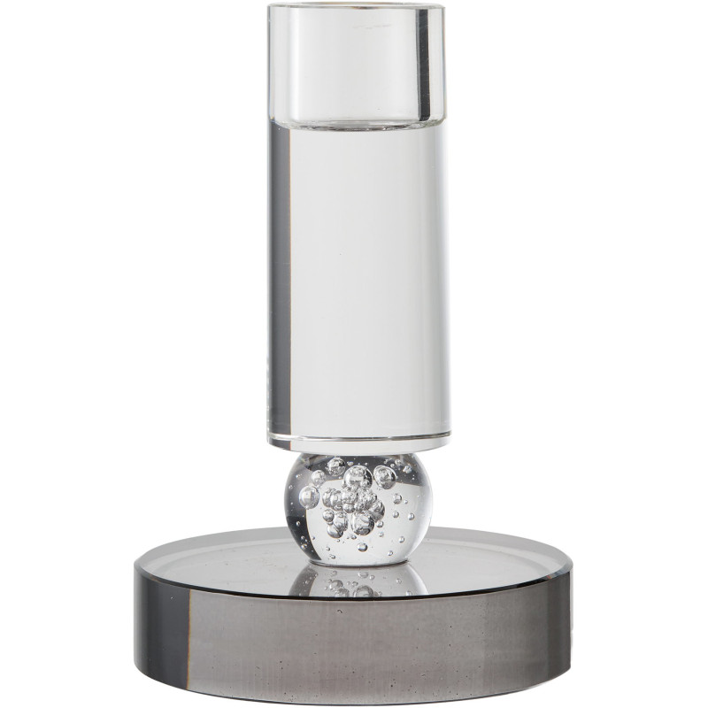 Candle Holder - Candle holder, glass, grey/white ø9x13 cm 