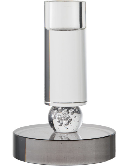 Candle Holder - Candle holder, glass, grey/white ø9x13 cm 