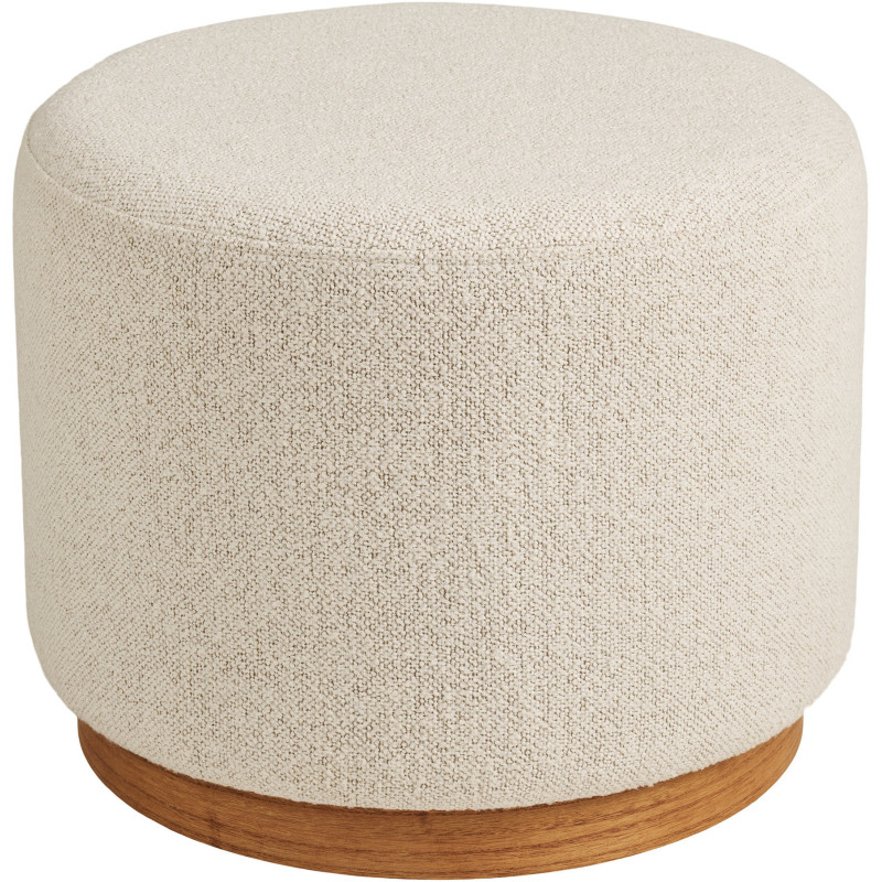 Pouf rond beige sable en tissu bouclé et base bois Ø 50 x 41 cm Daisy House Nordic - 1