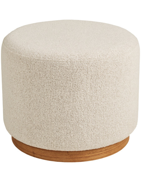 Pouf rond beige sable en tissu bouclé et base bois Ø 50 x 41 cm Daisy House Nordic - 1