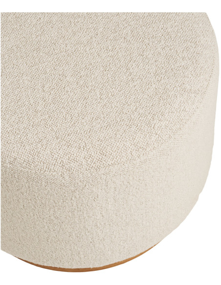 Pouf rond beige sable en tissu bouclé et base bois Ø 50 x 41 cm Daisy House Nordic - 3