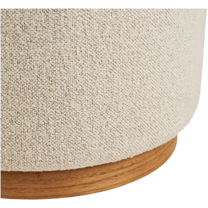 Pouf rond beige sable en tissu bouclé et base bois Ø 50 x 41 cm Daisy House Nordic - 4