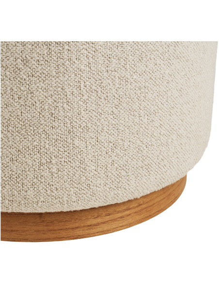 Pouf rond beige sable en tissu bouclé et base bois Ø 50 x 41 cm Daisy House Nordic - 4