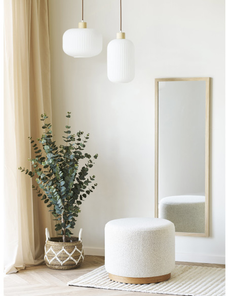 Pouf rond beige sable en tissu bouclé et base bois Ø 50 x 41 cm Daisy House Nordic - 2