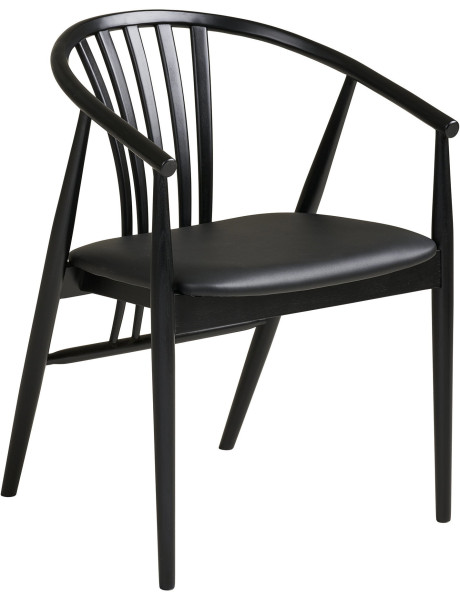 Chaise salle à manger bois hêtre noir assise PU H46 cm Agustin 
