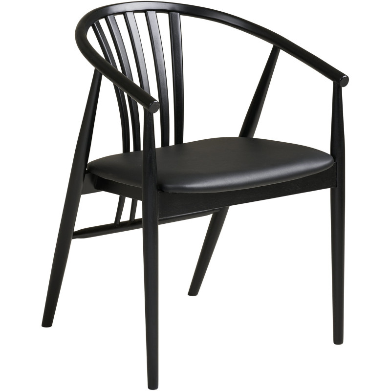 Chaise salle à manger bois hêtre noir assise PU H46 cm Agustin 