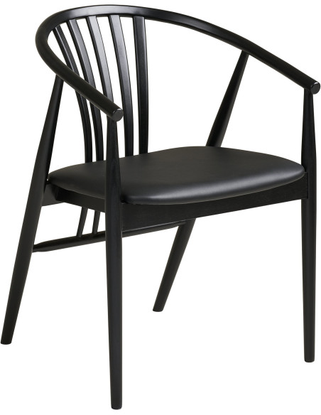 Chaise salle à manger bois hêtre noir assise PU H46 cm Agustin 