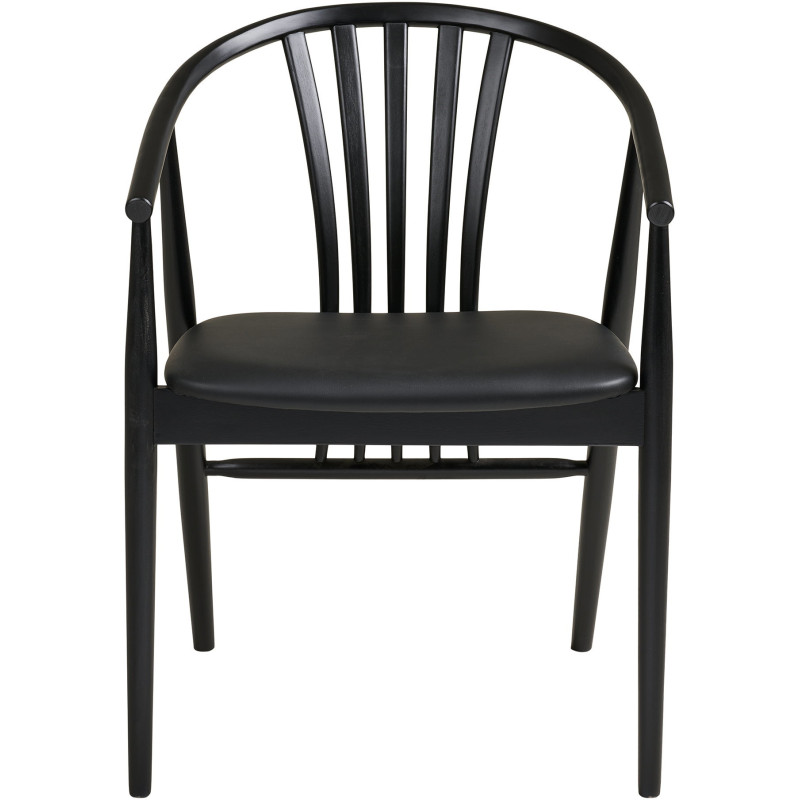 Chaise salle à manger bois hêtre noir assise PU H46 cm Agustin 