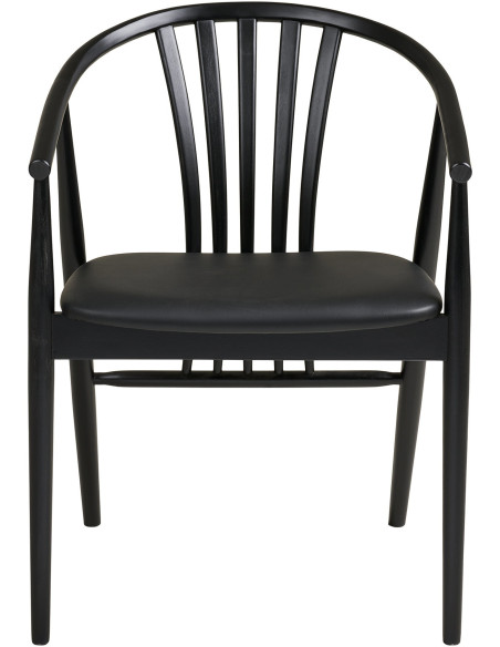 Chaise salle à manger bois hêtre noir assise PU H46 cm Agustin 