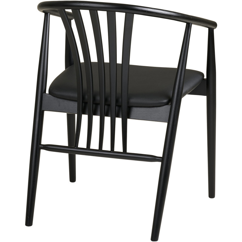 Chaise salle à manger bois hêtre noir assise PU H46 cm Agustin 