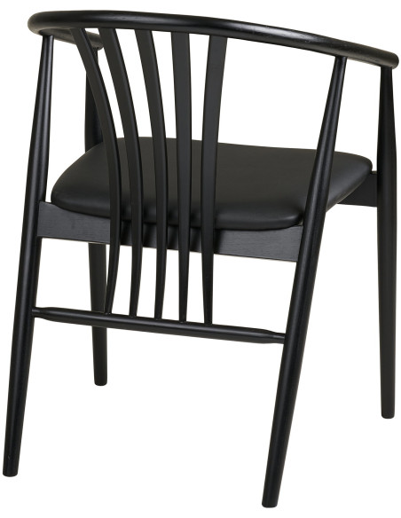 Chaise salle à manger bois hêtre noir assise PU H46 cm Agustin 