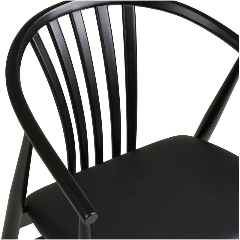 Chaise salle à manger bois hêtre noir assise PU H46 cm Agustin 