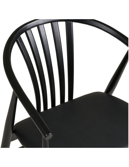Chaise salle à manger bois hêtre noir assise PU H46 cm Agustin 