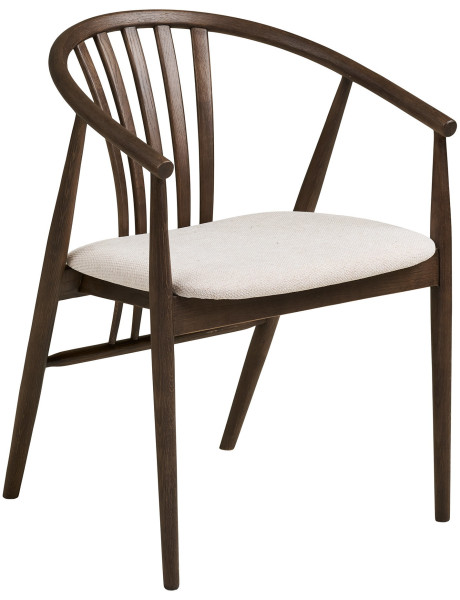 Chaise salle à manger chêne fumé assise tissu beige H46 cm Agustin 