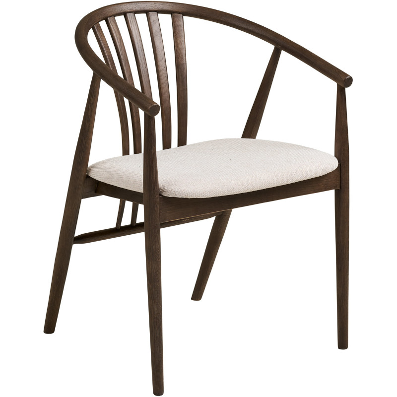 Chaise salle à manger chêne fumé assise tissu beige H46 cm Agustin 