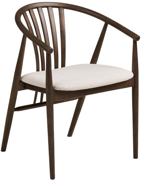 Chaise salle à manger chêne fumé assise tissu beige H46 cm Agustin 