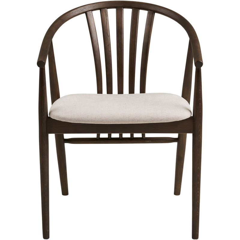 Chaise salle à manger chêne fumé assise tissu beige H46 cm Agustin 