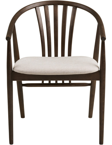 Chaise salle à manger chêne fumé assise tissu beige H46 cm Agustin 