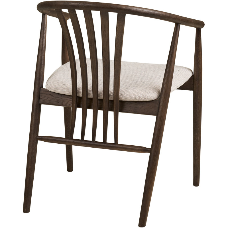 Chaise salle à manger chêne fumé assise tissu beige H46 cm Agustin 