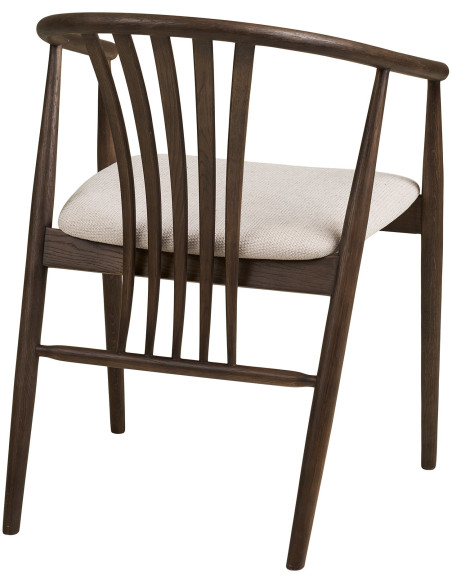 Chaise salle à manger chêne fumé assise tissu beige H46 cm Agustin 